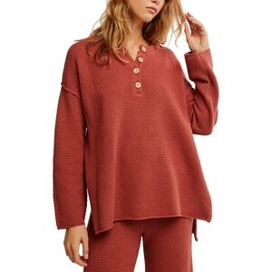 Free People Beach Hailee Sweater Waffle Stitch Long Sleeve Size S